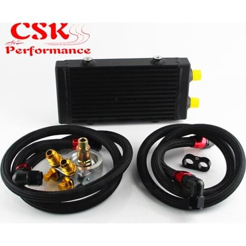 Small 9.5"x5.5"x1.58"Core Dual Pass Bar & Plate Oil Cooler w/73 Deg thermostatic Filter Adapter Kit