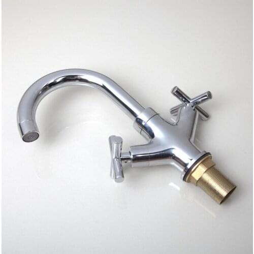 Copper kitchen sink dish basin faucet chrome, Bathroom water basin faucet mixer tap,Rotated brass wash basin faucet hot and cold