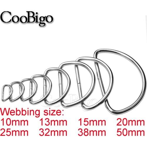 10pcs Metal D Ring Silver Dee Buckles for Outdoor Backpacks Straps Tactical Belt Loop Plated Color Non-Welded 10 20 32 38 50 mm