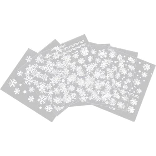 Fashion 6 Sheets Snowflake 3D Nail Art Stickers Decal Tip DIY Decoration