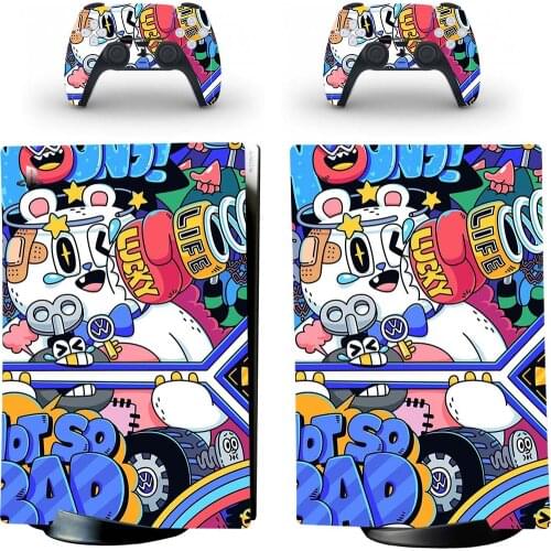 Cartoon Style PS5 Digital Edition Skin Sticker for Playstation 5 Console & 2 Controllers Decal Vinyl Protective Skins Style 9