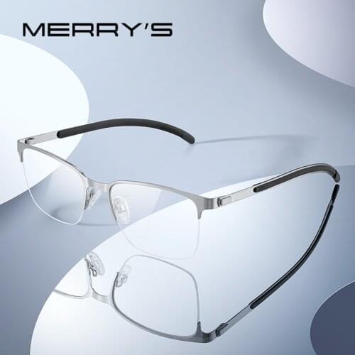 MERRYS DESIGN Classic Men Titanium Alloy Optical Glasses Frames Male Ultralight Square Half Frame Eyeglasses S2367