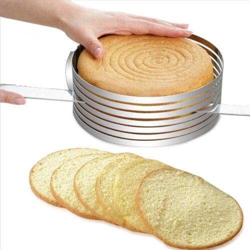 Stainless Steel 7 Layers Cake Slicing Kit Round 16-20cm Adjustable Multilayer Bread Mousse Cake Ring Mold Creative Baking Tools