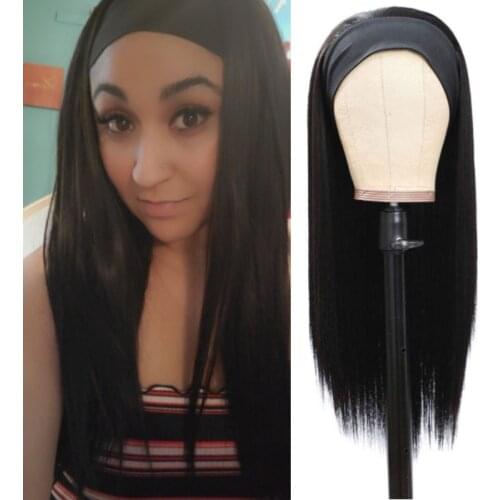 Natual Black Headband Wig for Black Women Long Straight perruque bandeau femme Synthetic Heat Resisitant peruca
