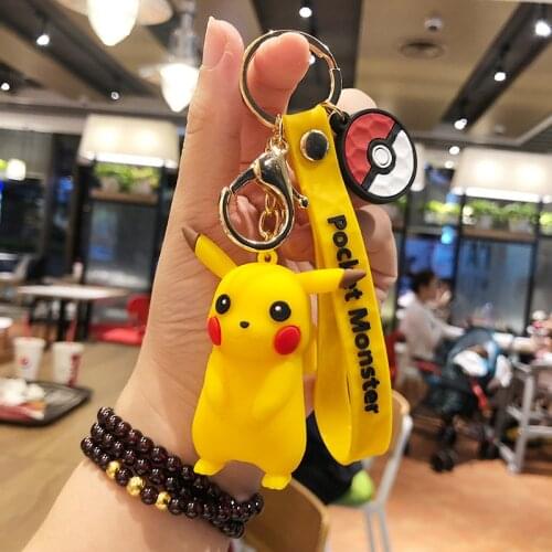 Original Pokemon Pikachu Psyduck Jigglypuff Gengar Figures Squirtle Keychain Pendant Pokémon Go Anime Model Action Toys Dolls