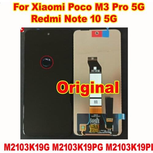 Original For Xiaomi Poco M3 Pro 5G 6.5" LCD Display Touch Screen Digitizer Assembly Sensor Pantalla + Frame For Redmi Note 10 5G