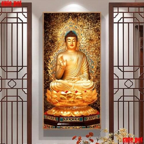 Religion diamond painting Golden Buddha new DIY 5d diamond embroidery cross stitch full square round Drill large home decor gift