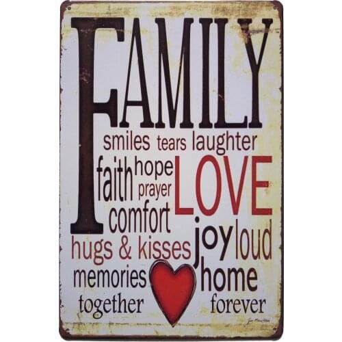Family Love Wall Decorative Signs Metal Iron Tin Sign Decoration Art Poster Bar Home Decor