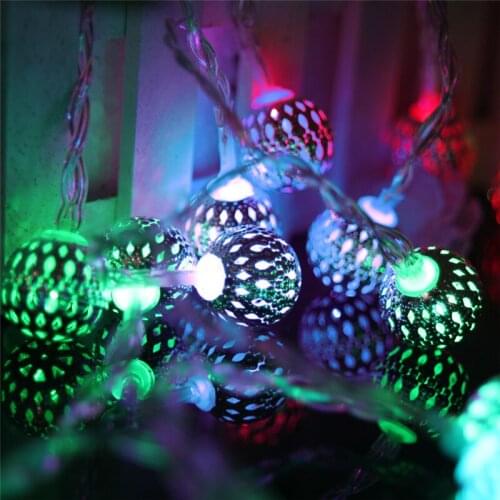 Battery Operated Fairy Lights Iron Hollow Ball String Lights 5M 40 LED for Bedroom Garden Christmas Wedding Holiday Decoration