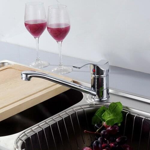 Kitchen Faucets Brass Chrome Kitchen Mixer Single Handle Single Hole Kitchen Faucet Hot Cold Water Mixer Sink Tap Kitchen Faucet