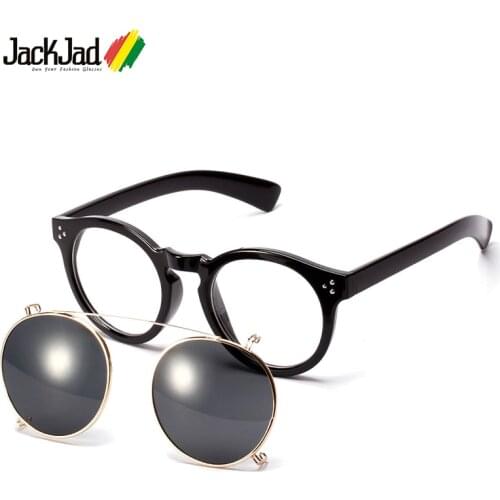 JackJad 2020 Fashion SteamPunk Style Lens Removable Sunglasses Clip On Vintage Round Brand Design Sun Glasses Oculos De Sol 4310