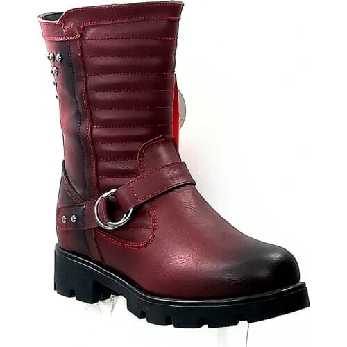 DARK RED GIRL CHILD WATERPROOF THICK BASE NON-SLIP. VERY HOT ZIPPERED .. COMFORTABLE INTERIOR DESIGN KIDS BOOTS