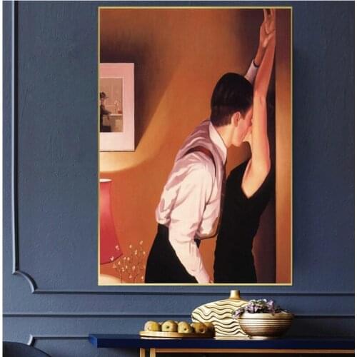 Bedroom Decoration Canvas Painting Night View Cafe Men and Women Passion Retro Wall Art Poster Modern Nordic Living Room Decor