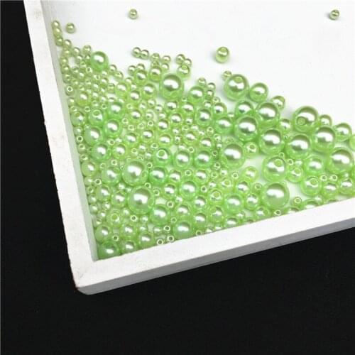Green Round Imitation Garment Pearl With holes For DIY Art Necklace Fashion Jewelry Making Accessories 3/4/5/6/8mm