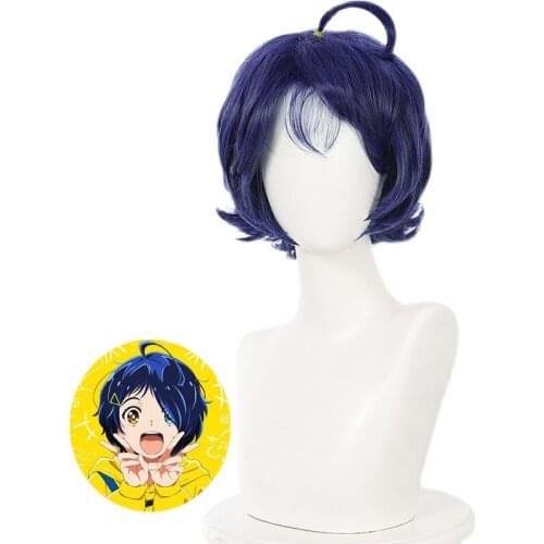 Wonder Egg Priority Ohto Ai Cosplay Wig Blue Short Hair Wig Woman Girl Bobo Curly Headgear Halloween Party Costume Props