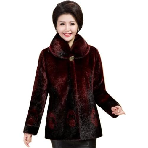Winter Middle age clothing fur coat female New warm Plush famale jacket fashion fur Mink cashmere coats Large size women Top 4XL