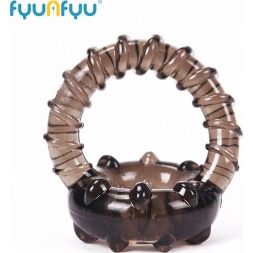 1PC Silicone Dual Cock Ring Delay Premature Ejaculation Penis Rings Adult Penis Thread Sex Toy for Men