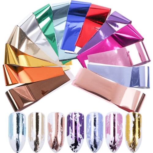 14pc Metal Transfer Foil for Nail Art Laser Mirror Effect Charm Nail Foil Sticker Decal Manicure Accessories LA996-2