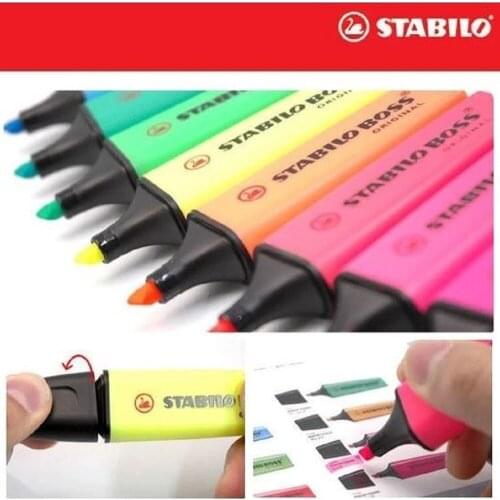 15 Pcs Stabilo Boss Fluorescent Highlighter Pastel Colors Pens School Office Supply Original Oblique Marker Free Shipping Gift