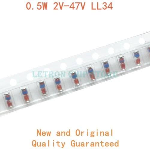 200PCS ZMM 11V 12V 13V 15V 16V 18V 20V 22V 24V 27V 30V 33V 36V 39V 43V 47V LL34 LL-34 1/2W 0.5w Zener diode