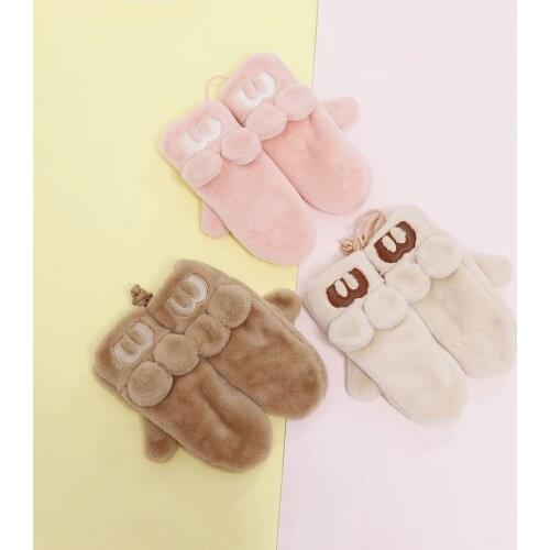 2021 Winter Plush Soft Thick Cute Unicorn Cartoon Girls Baby Gloves Boys Winter Warm Costume Accessories Children Fashion Gloves