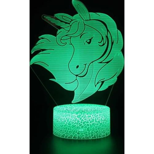 3D Lamp Animal Unicorn Atmosphere 7 Color Changing with Remote Battery Powered Usb Led Night Light Bluetooth Speaker Base