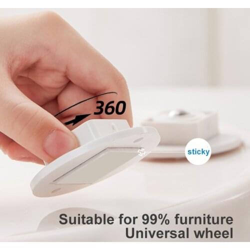 4pcs/pack Storage Box Pulley Selfadhesive Paste Type Sticky 360° Mobile Universal Roller Home Organize Box Small Casters Wheel