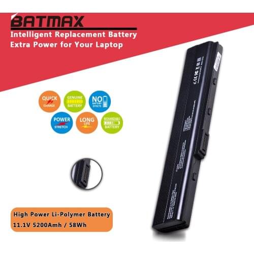 Batmax Laptop Battery 14.8V 2600mAH for Asus A31-K52 A41-K52 A32-K52 A42-K52 A52 A52F A52J K42 K42F K52F K52 K52J K52JC K52JE