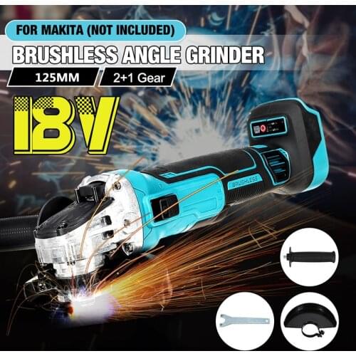 New 18V 800W 125mm 3 speed Brushless Impact Cordless Angle Grinder For Makita Battery DIY Power Tool Cutting Machine Polisher