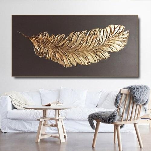 Large Size diamond embroidery 5d diy Abstract Golden Feather diamond painting full square round drill mosaic Modern Landscape