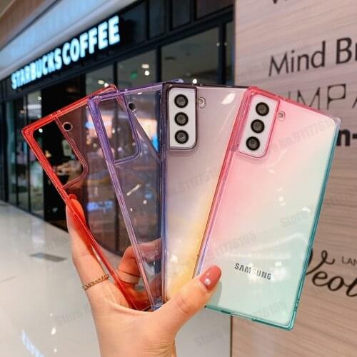 Gradient Color Case for Samsung S21 S20 Plus 5G Note 20 10 Square Soft TPU Cover for Galaxy A71 A21S A72 A52 A42 M31 Phone Case