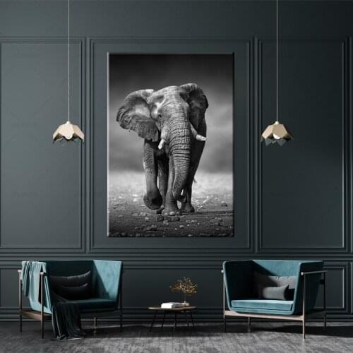 Black Africa Elephants Wild Animals Canvas Painting Scandinavia Posters and Prints Cuadros Wall Art Pictures For Living Room