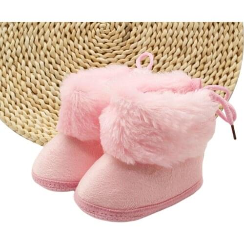Infant Baby Autumn Winter Boots For Girls Boys Fuzzy First Walkers Anti-Slip Sole Warm Sneakers Faux Fur Crib Shoes Snow Boots