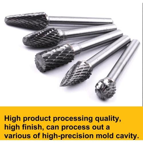 5Pcs Assorted 6x10mm Tungsten Carbide Burrs Carving Bit Die Grinder Cutter Bits Rotary Tool
