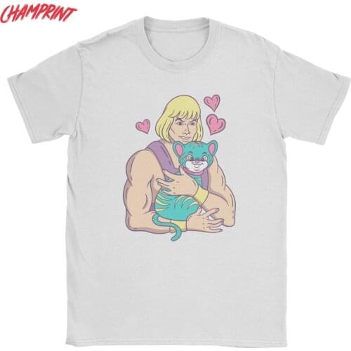 He-Man Masters Of The Universe Cat T Shirt Mens 100% Cotton Fashion for Male T-Shirts Retro Tees Short Sleeve Tops 4XL 5XL