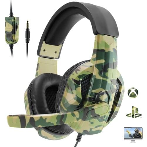 Camouflage Gaming Headset With 3.5mm Aux Jack For PS4 XBOX One PC Smartphone Wired Headphone Gamers Player
