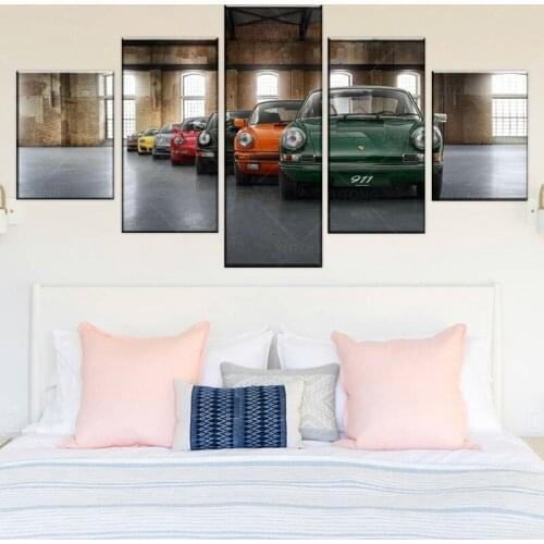 Classic Porsche 911 Car 5 Piece Canvas Wall Art Print HD Home Decor Pictures 5 panel poster Framed Paintings Living Room