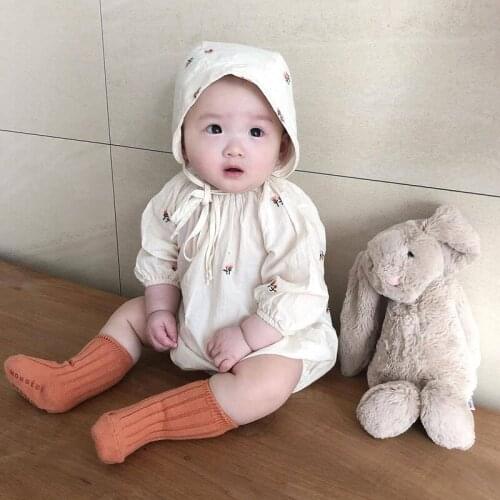 Baby Girls Bodysuits Baby One Piece 0-3Yrs Summer Clothes 2020 Spring Baby Clothing Embroidery Toddler With Hat