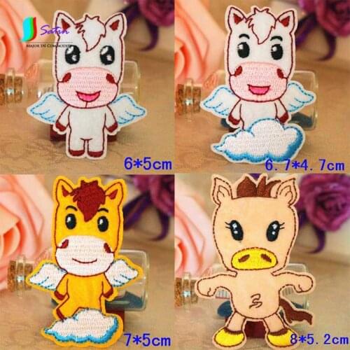 Colorful Lovely Cartoon Horse Pattern With Wing and Cloud Iron On Patch for Child/Boy T-shirts,Jeans Decoration DIY Patch S0456H