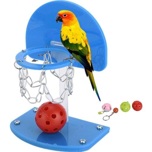 Parrot Toy Set Bell Mini Basketball Hoop Training Toy Non-toxic Bird Toy Birdie Parakeet Cockatiel Cage Toys