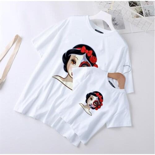 New Summer Fashion T Shirts Snow White Disney Princess Printed Family Matching T Shirts Kids Girls Family Look Outfits Dropship