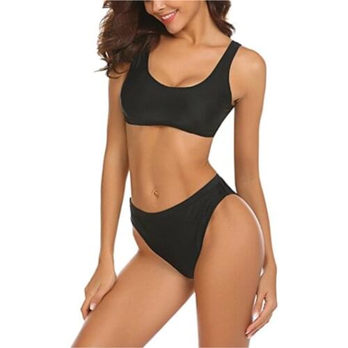 New High Waisted Bikini Set Sporty High Cut Cheeky Bottom Two Piece