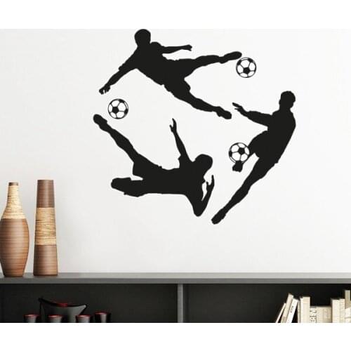 Surround Soccer Football Silhouettes Sports Silhouette Removable Wall Sticker Art Decals Mural DIY Wallpaper for Room Decal