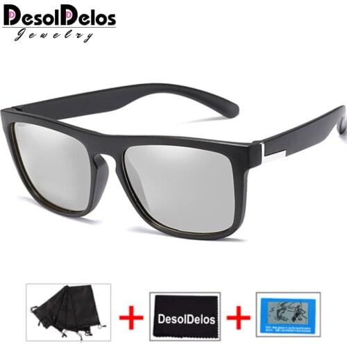 Chameleon Square Glasses Women Polarized Photochromic Sunglasses for Driving Goggles Vintage Sun Glasses for Men Women