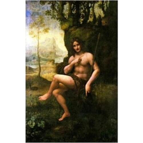 Portrait Wall Art Oil Painting for Home Decoration on Canvas Bacchus, Circa 1695 Leonardo Da Vinci Painting Handpainted