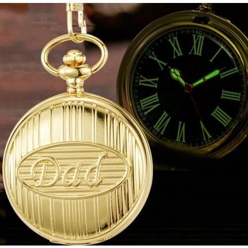Luxury Golden Sliver THE GREATEST DAD DADDY I LOVE FOREVER Quartz Pocket Watch Fob Chain Pendant Fathers Gifts Relogio De Bolso