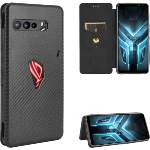 For Asus ROG Phone 3 Strix Luxury Flip Carbon Fiber Skin Magnetic Adsorption Case For Asus ZS661KS ROG3 Asus I003DD Phone Bags
