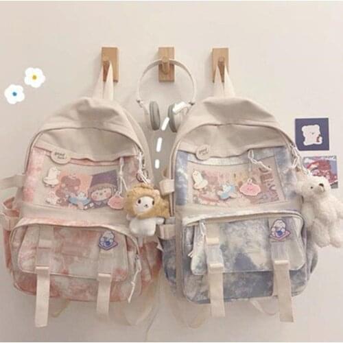New backpack girls 2021 summer new trendy womens Oxford cloth tie-dye backpack western style cute ins girl travel school bags