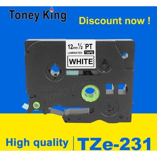 Toney King 1pcs Tze Label Tape Compatible Tze231 Tze-231 12mm*8m For Brother P Touch Tze 131 431 531 631 731 Printer