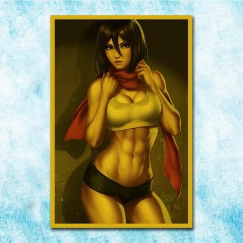 Japanese Anime Attack On Titan Poster Eren Jaege Mikasa·Ackerman Art Silk Canvas Retro Print For Home Room Decor-041